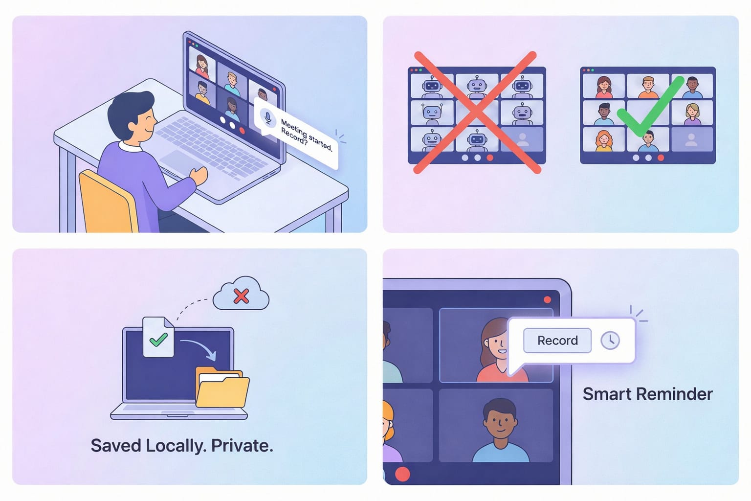 Meeting recording without bots, saved locally